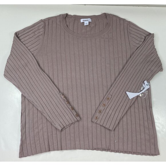 Liz Claiborne Womens Ribbed Long-Sleeve Button Cuffs Pink Rose Sweater Size XXL - Picture 1 of 5